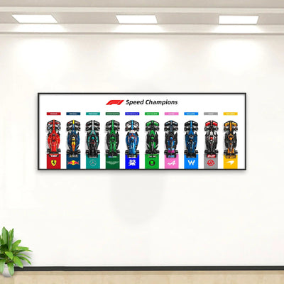 Cadre mural pour LEGO® Speed Champions F1 – Collection complète (ligne horizontale)