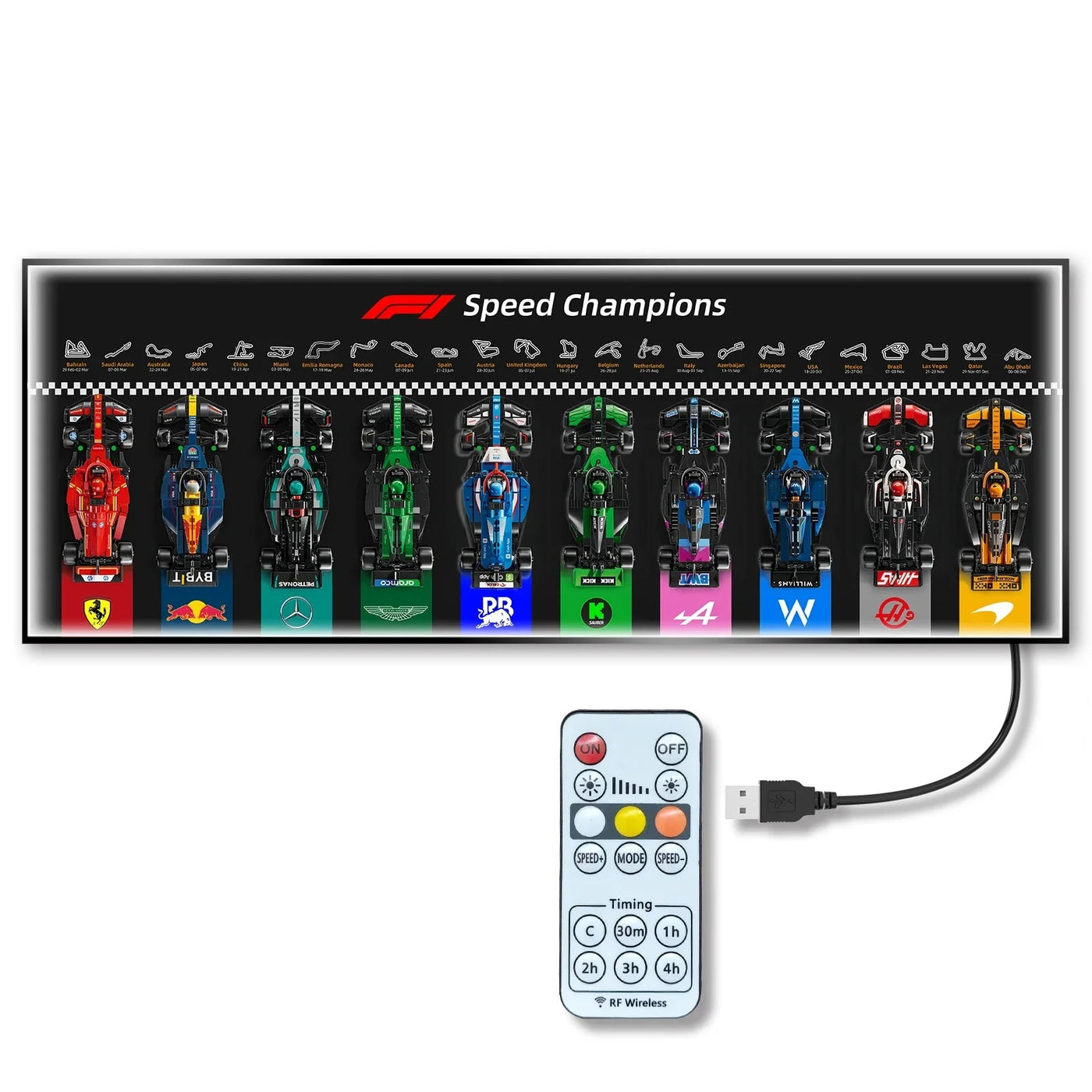 Cadre mural pour LEGO® Speed Champions F1 – Collection complète (ligne horizontale)
