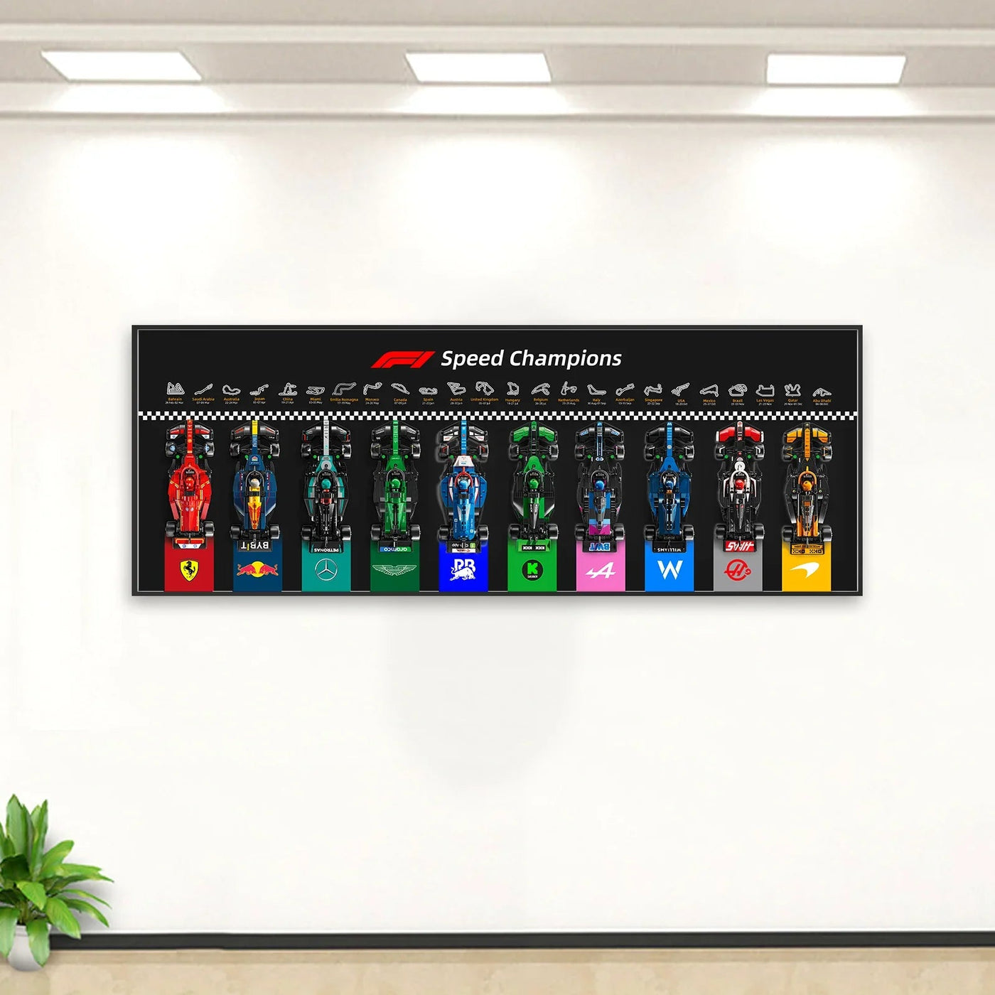 Cadre mural pour LEGO® Speed Champions F1 – Collection complète (ligne horizontale)
